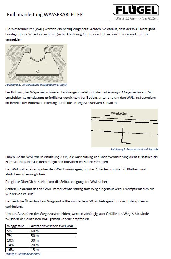 feuerverzinkte Wasserableiter zur Entwässerung von Forstwegen
